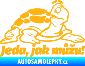 Samolepka Jedu, jak můžu! 001 pravá nápis se želvou světle oranžová