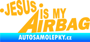 Samolepka Jesus is my airbag nápis světle oranžová