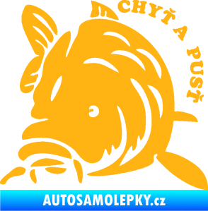 Samolepka Kapr 004 chyť a pusť levá světle oranžová