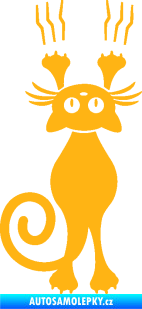 Samolepka Kočka 023 levá s drápanci světle oranžová