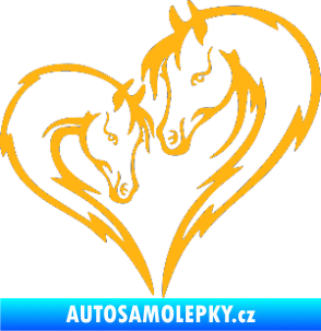 Samolepka Koníci 002 - pravá srdíčko kůň s hříbátkem světle oranžová