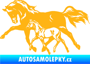 Samolepka Koníci 003 levá kobylka s hříbětem světle oranžová