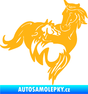 Samolepka Koníci 007 pravá klisna s hříbětem světle oranžová