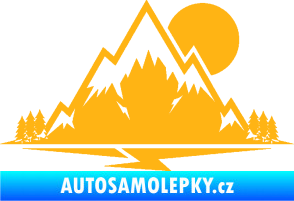 Samolepka Krajina hory 001 pravá světle oranžová