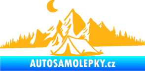 Samolepka Krajina hory 023 levá kempování světle oranžová