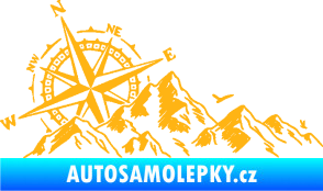 Samolepka Krajina hory 043 levá s kompasem světle oranžová