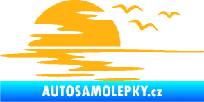 Samolepka Krajina moře 003 levá západ slunce odraz na hladině světle oranžová