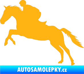 Samolepka Kůň 019 levá jezdec v sedle světle oranžová