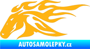 Samolepka Kůň 022 levá hlava s plameny světle oranžová