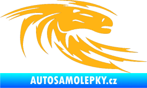 Samolepka Kůň 023 pravá hlava s vlající hřívou světle oranžová