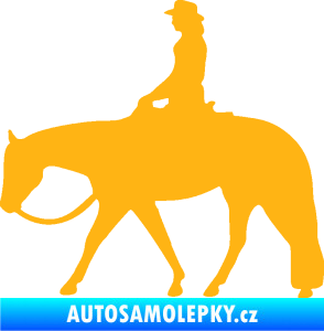 Samolepka Kůň 082 levá kovbojka na koni světle oranžová