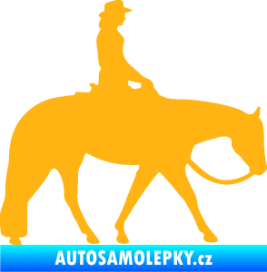 Samolepka Kůň 082 pravá kovbojka na koni světle oranžová