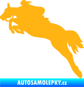 Samolepka Kůň 084 levá s jezdkyní světle oranžová