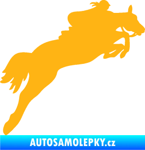 Samolepka Kůň 084 pravá s jezdkyní světle oranžová
