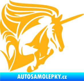 Samolepka Kůň jednorožec 001 pravá světle oranžová