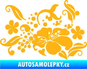 Samolepka Květina dekor 024 levá světle oranžová