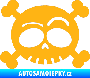 Samolepka Lebka 003 levá světle oranžová