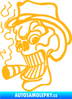 Samolepka Lebka 020 levá crazy s cigaretou světle oranžová