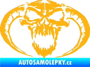 Samolepka Lebka 027 pravá se zahnutými rohy světle oranžová