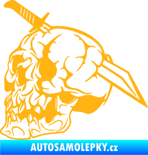Samolepka Lebka 031 levá probodnutá nožem světle oranžová