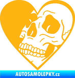 Samolepka Lebka 062 levá v srdíčku světle oranžová