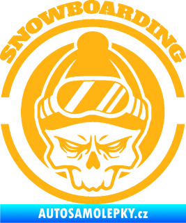 Samolepka Lebka snowboarding světle oranžová