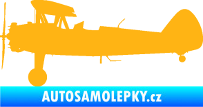 Samolepka Letadlo 020 levá Boeing Stearman model 75 biplane světle oranžová