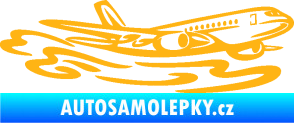 Samolepka Letadlo 026 pravá v oblacích světle oranžová