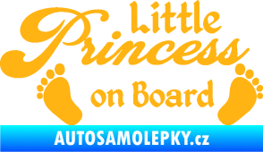Samolepka Little princess on board 002 nápis s nožičkami světle oranžová
