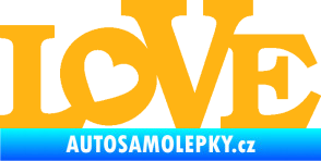 Samolepka Love 002 nápis se srdíčkem světle oranžová