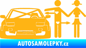 Samolepka Love car like sex levá světle oranžová