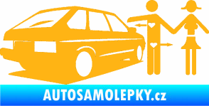 Samolepka Love car love girl levá světle oranžová