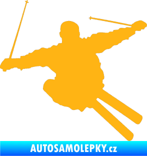 Samolepka Lyžař 001 pravá světle oranžová