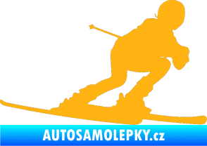 Samolepka Lyžař 002 pravá světle oranžová