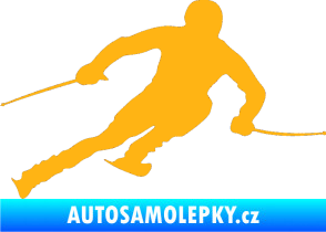 Samolepka Lyžař 012 pravá světle oranžová