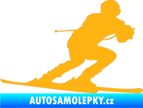 Samolepka Lyžař 017 pravá světle oranžová