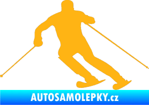 Samolepka Lyžař 021 levá světle oranžová