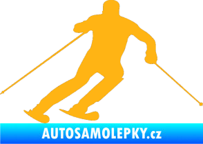 Samolepka Lyžař 021 pravá světle oranžová