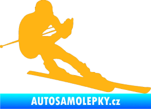 Samolepka Lyžař 022 pravá světle oranžová