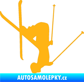 Samolepka Lyžař 023 pravá světle oranžová