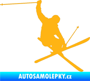 Samolepka Lyžař 024 pravá světle oranžová