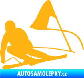 Samolepka Lyžař 025 levá světle oranžová