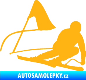 Samolepka Lyžař 025 pravá světle oranžová