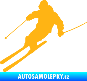 Samolepka Lyžař 027 levá světle oranžová