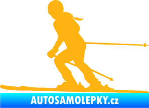 Samolepka Lyžařka 002 levá sjezd světle oranžová