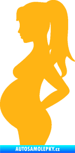 Samolepka Maminka v autě 002 levá silueta těhulka světle oranžová