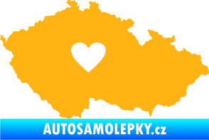 Samolepka Mapa České republiky 002 srdce světle oranžová