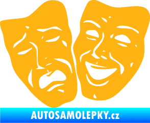Samolepka Masky tváře 001 levá veselý a smutný světle oranžová
