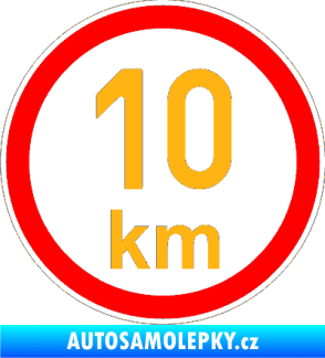 Samolepka Maximální rychlost 10km - nejvyšší konstrukční rychlost světle oranžová