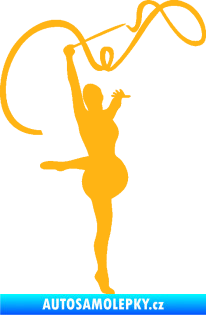 Samolepka Moderní gymnastika 003 pravá gymnastka se stuhou světle oranžová